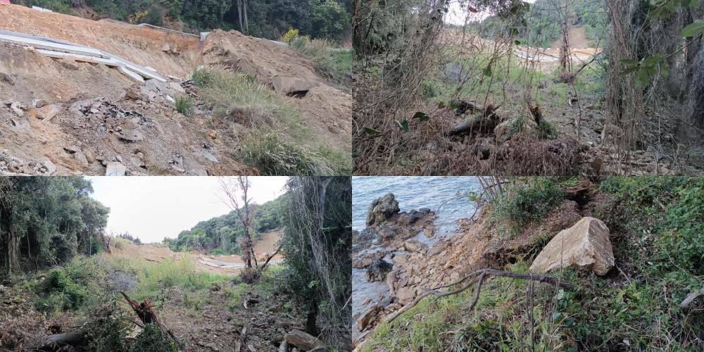 Ως τη θάλασσα έφτασε η κατολίσθηση στο 12ο χιλιόμετρο Αγιοκάμπου - Κεραμιδίου