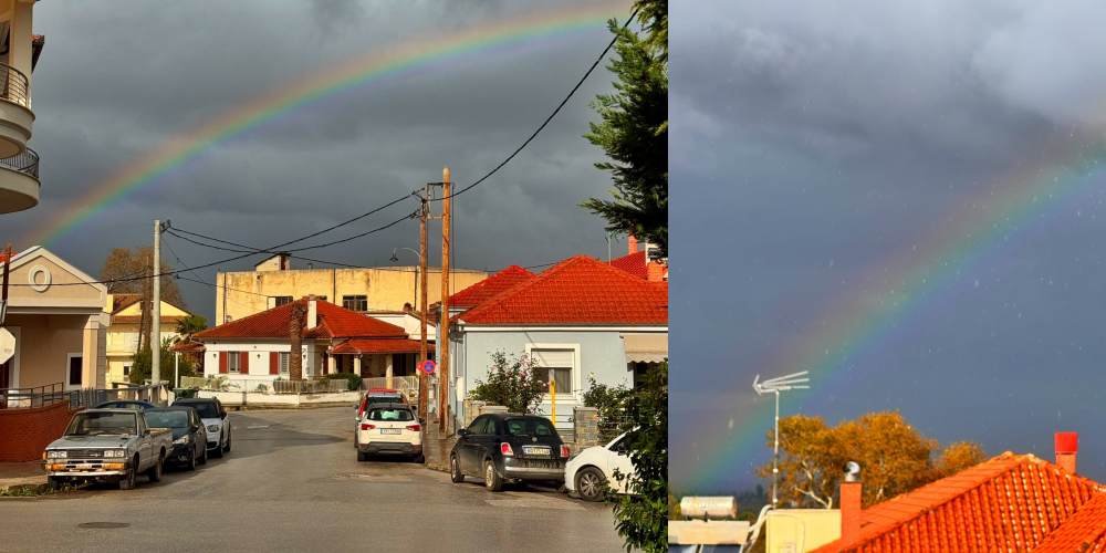 Εντυπωσιακό Ουράνιο Τόξο στον Ουρανό του Βελεστίνου